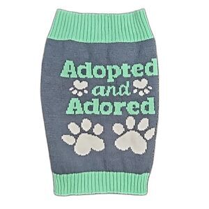 Pet Dog Sweater Size Large "Adopted and Adored"